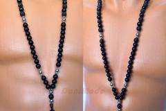 Мъжки гердан от естествени камъни Оникс и Вулканичен камък – DM-1021