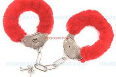 Секси белезници с пухчета червени на цвят