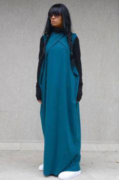 Петролено синя рокля