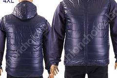 Зимна мъжка макси грейка с качулка в тъмно син цвят