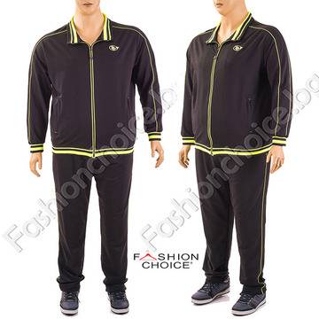 Мъжки спортен комплект в черно с неонови кантове /макси размери/