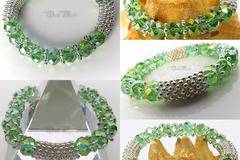 Дамска гривна от зелен фасетиран чешки кристал – DM-2289