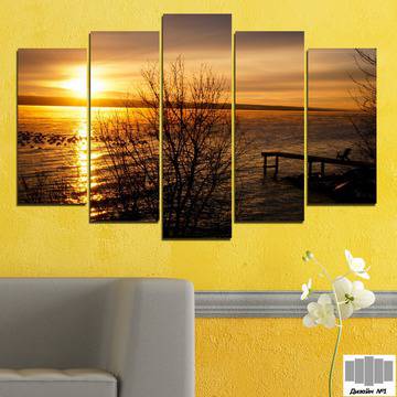 Декоративно пано за стена – романтичен морски залез и мост – HD-517