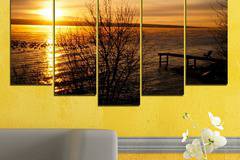 Декоративно пано за стена – романтичен морски залез и мост – HD-517