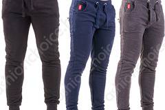 Памучно мъжко долнище в три цвята с ципове на задните джобчета