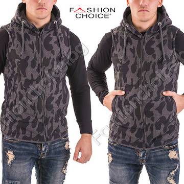 Камуфлажна мъжка грейка с джобчета и качулка