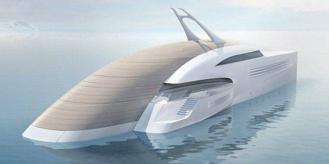 Суперяхта с разглобяема къща за плажа