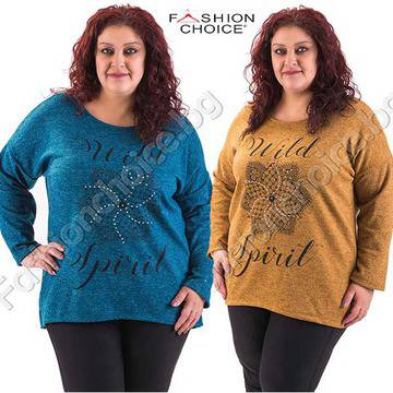 Топла макси туника с издължена задна част и голямо цвете