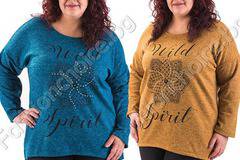 Топла макси туника с издължена задна част и голямо цвете