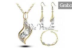 Комплект бижута „Зодиак“ – колие, обеци и гривна с австрийски кристали и 18К златно покритие, от Онлайн магазин Via Vendiz
