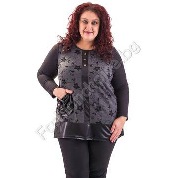 Комфортна макси туника с джобче и платки от промазка