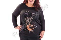 Практична макси туника с големи цветя в черен цвят