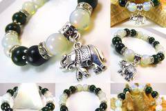 Дамска гривна от естествени камъни Авантюрин и Лунен камък – DM-2328