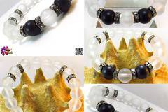 Дамска гривна от естествени камъни Оникс и Планински кристал – DM-2312