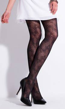 Малена – магазин за плътни фигурални чорапогащници Жоли Фоли Jolie Folie черен фигурален плътен чорапогащник зимни чорапогащи