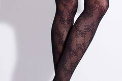 Малена – магазин за плътни фигурални чорапогащници Жоли Фоли Jolie Folie черен фигурален плътен чорапогащник зимни чорапогащи