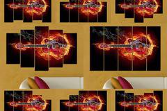 Декоративно пано за стена от 5 части – Огнена китара – HD-301