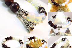 Дамска гривна от естествени камъни Ахат и Лунен камък – DM-2326