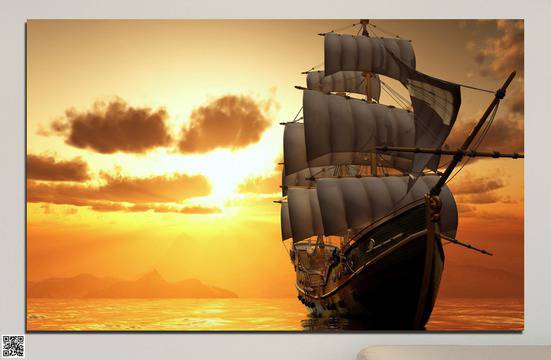 Декоративно пано за стена от 1 част с морски пейзаж и ветроход – HD-693-1