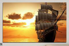 Декоративно пано за стена от 1 част с морски пейзаж и ветроход – HD-693-1