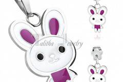 Зарадвай малката си принцеса с детски бижута колие и обеци „Зайчета“