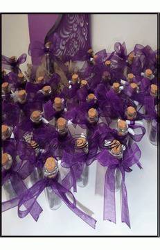 Сватбено подаръче шишенце Аметист с панделка над 20 броя