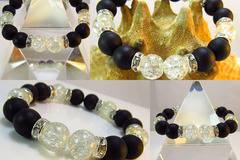 Дамска гривна от естествени камъни Кварц и Оникс – DM-2269