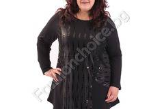 Бляскава макси туника в черно, асиметричен модел