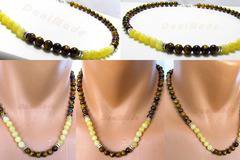 Мъжки гердан от естествени камъни Тигрово око и Жадеит – DM-1023