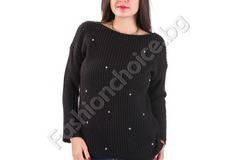 Мек зимен дамски пуловер с камъчета в 5 цвята