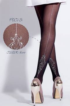 Малена – магазин за прозрачен черен фигурален чорапогащник сребрист чорапогащник с ръб Jolie Folie сребристи чорапогащници