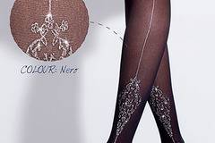 Малена – магазин за прозрачен черен фигурален чорапогащник сребрист чорапогащник с ръб Jolie Folie сребристи чорапогащници