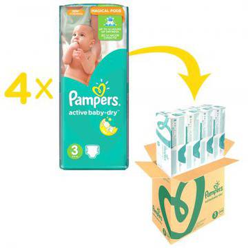 Пелени Pampers Active Baby 3 Midi XXL BOX, 208 броя