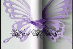 Дизайнерска покана за бал тип Папирус Пеперуда модел Cinderella Светло лила