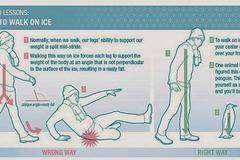 При лед ходете като пингвин, за да не паднете и да си счупите нещо