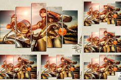 Декоративно пано за стена от 5 части с красива жена на мотор – HD-078