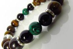 Мъжка гривна от естествени камъни Оникс, Малахит и Тигрово око – DM-2294