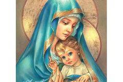 Диамантен гоблен ДЕВАТА СЪС СИНЕОКИЯ МЛАДЕНЕЦ