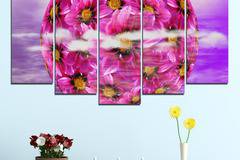 Картина пано за стена от 5 части – Сфера от цветя – HD-474