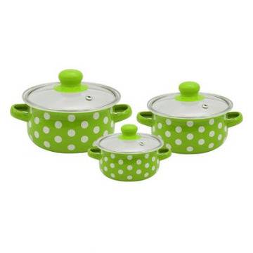 Комплект мини тенджери SAPIR SP 4518 EG3M, 6 части, Емайл, Зелен