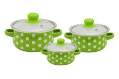 Комплект мини тенджери SAPIR SP 4518 EG3M, 6 части, Емайл, Зелен