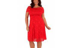 Дантелена Къса Рокля Макси Дами Червена
