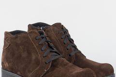 Велурени дамски боти в тъмно кафяво на платформа с цип и връзки 926656vkk