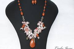 Комплект Ябълков цвят, колие, обеци и пръстен