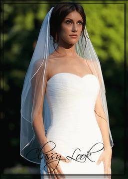 Булчински Воал Dianne завършен със сребърна нишка двоен малък набор