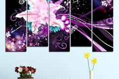 Декорация за стена от 5 части – Цветна импресия в лилаво – HD-260