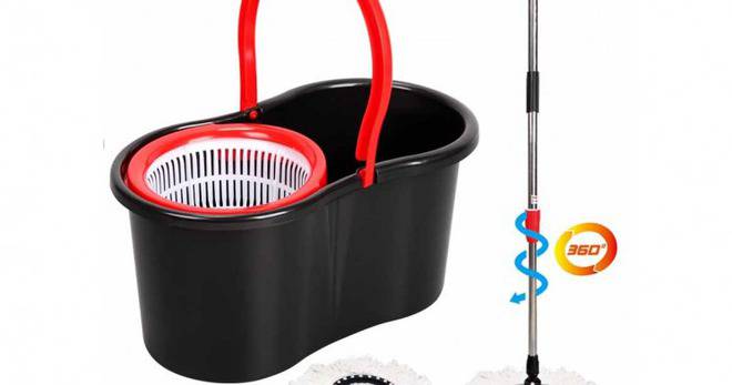 SPIN MOP BLACK-въртящ се самоизтискващ моп за почистване на под