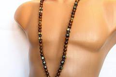 Мъжки гердан от Рудракша и естествени камъни Жадеит – DM-1034