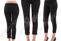 Черни дамски дънки с кабзички на колената