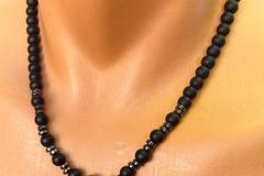 Мъжки гердан от естествени камъни Оникс и Хематит – DM-1035